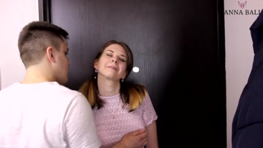 The neighbor threatened to call the police, but got sex in the stairwell