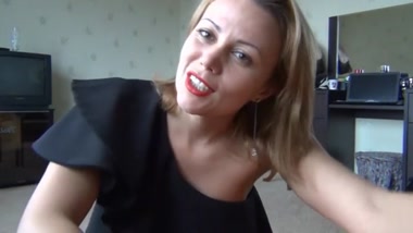 Came home to show off her new dress and masturbate
