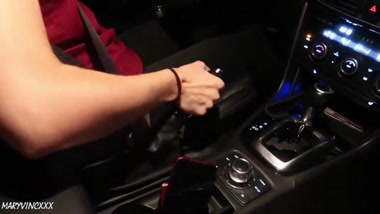 Pretty beauty caresses her pussy while getting ready for the road