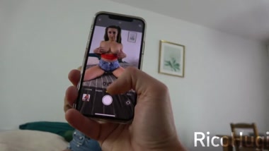 Brother accidentally saw his sister during a photoshoot and caught her half-naked in a hot moment